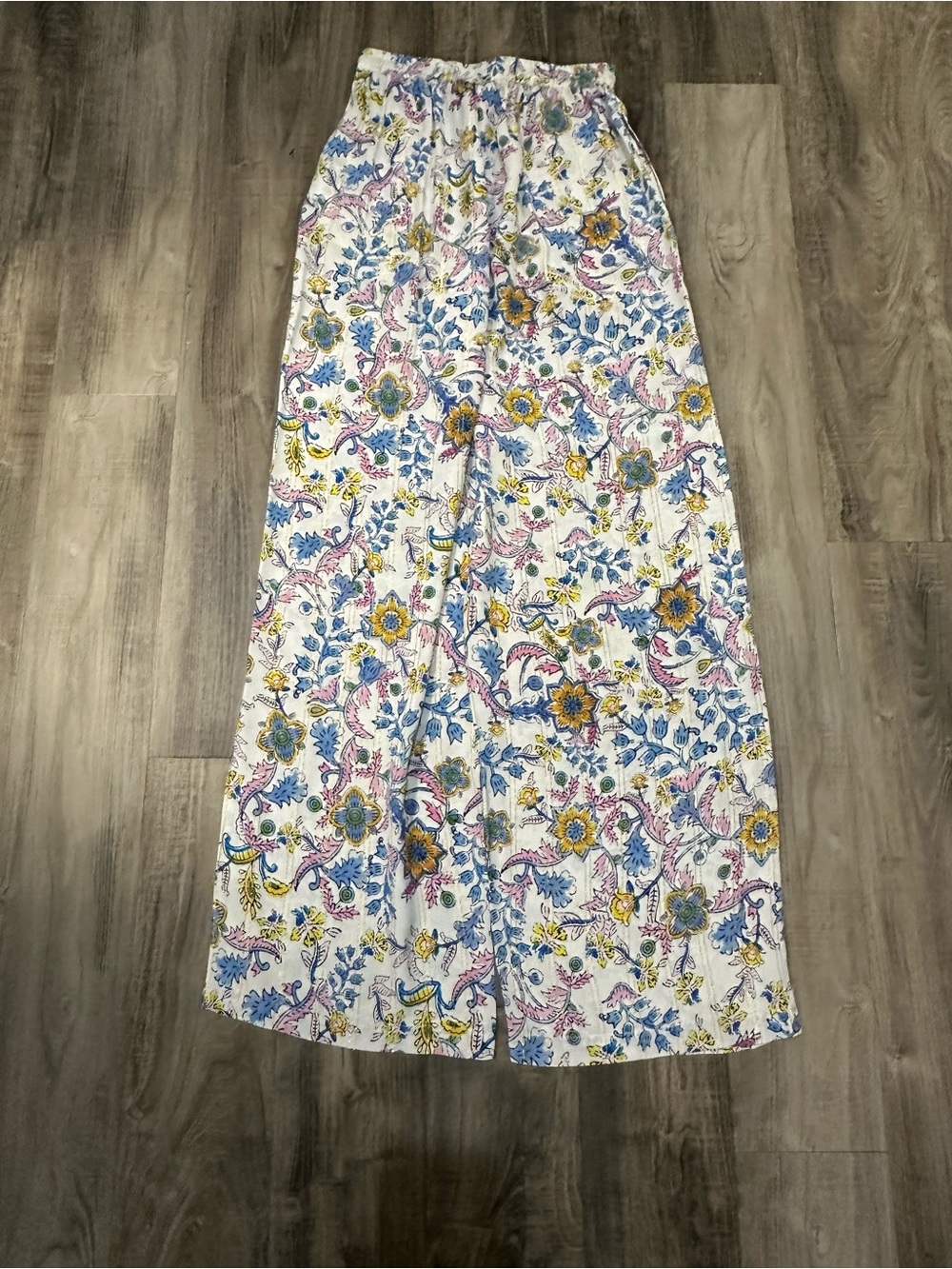 HEMANT & NANDITA White Floral Wide-Leg Pants S - Picture 5 of 10